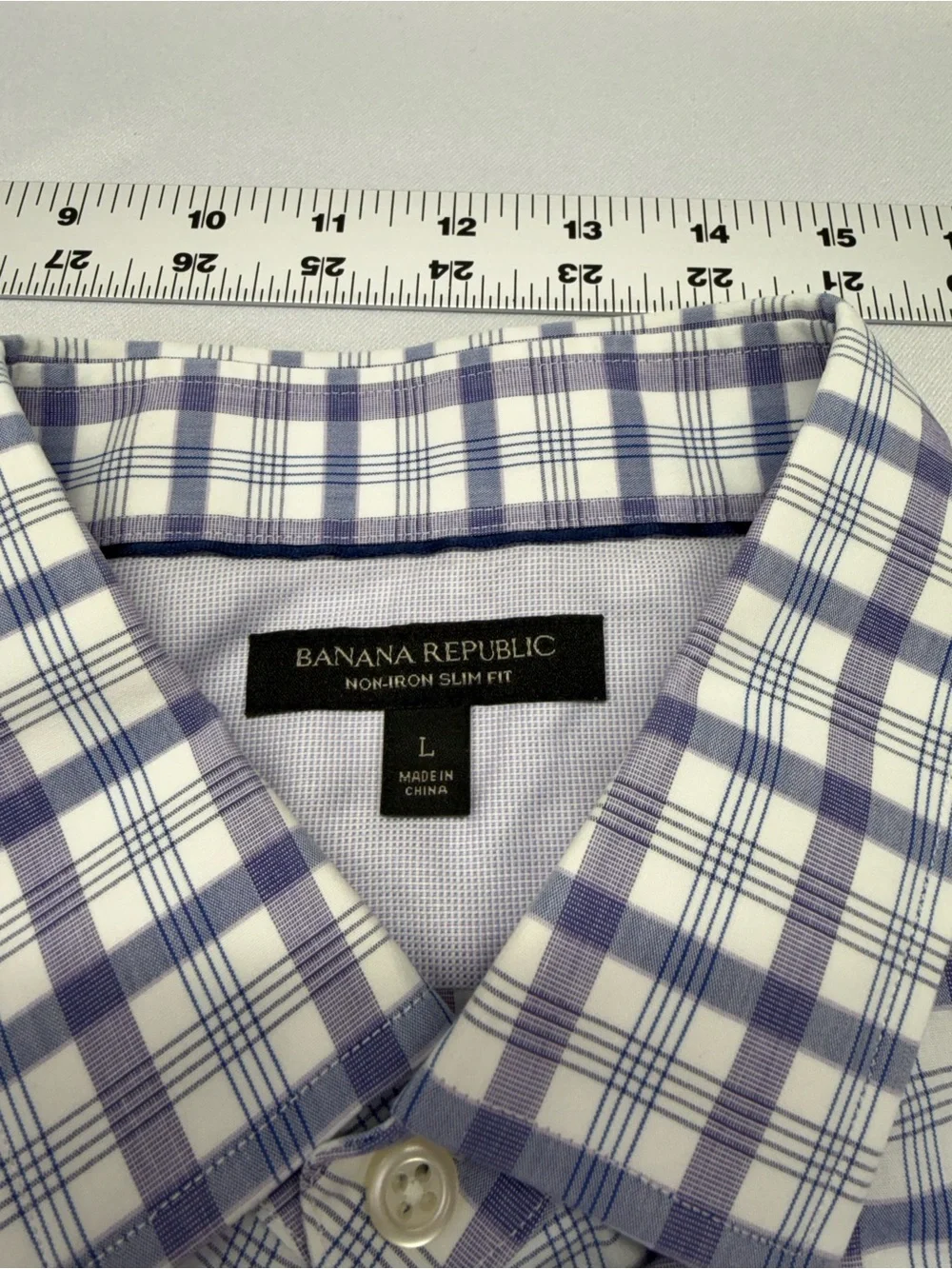 Banana Republic | Non‑Iron Slim Fit Shirt | Purple Plaid | Men’s L | GUC